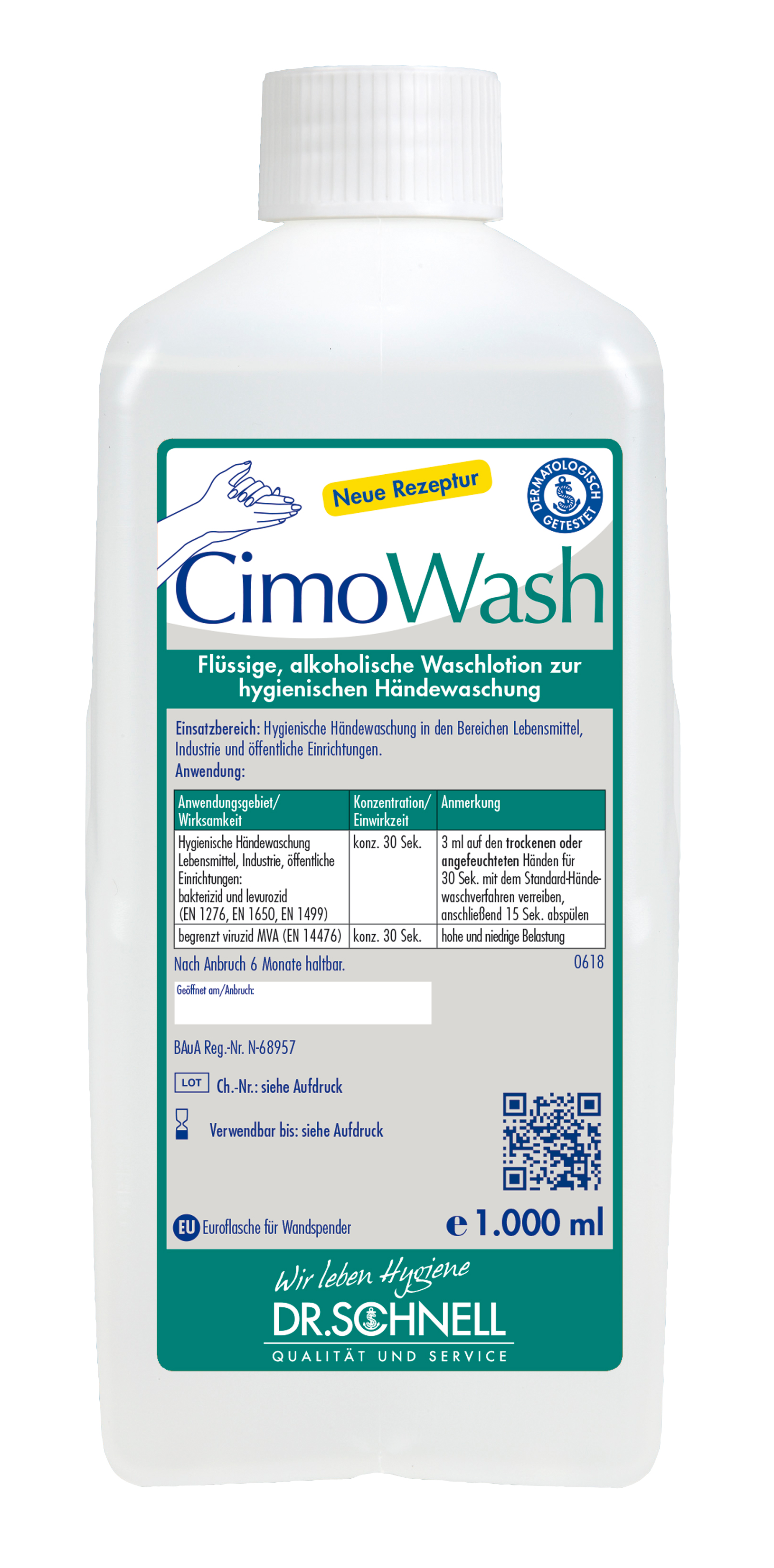 Cimo Wash 1 Ltr. Reinigung + Händekon-,tamination, Euroflasche, Dr. Schnell 12 Fla./Krt.