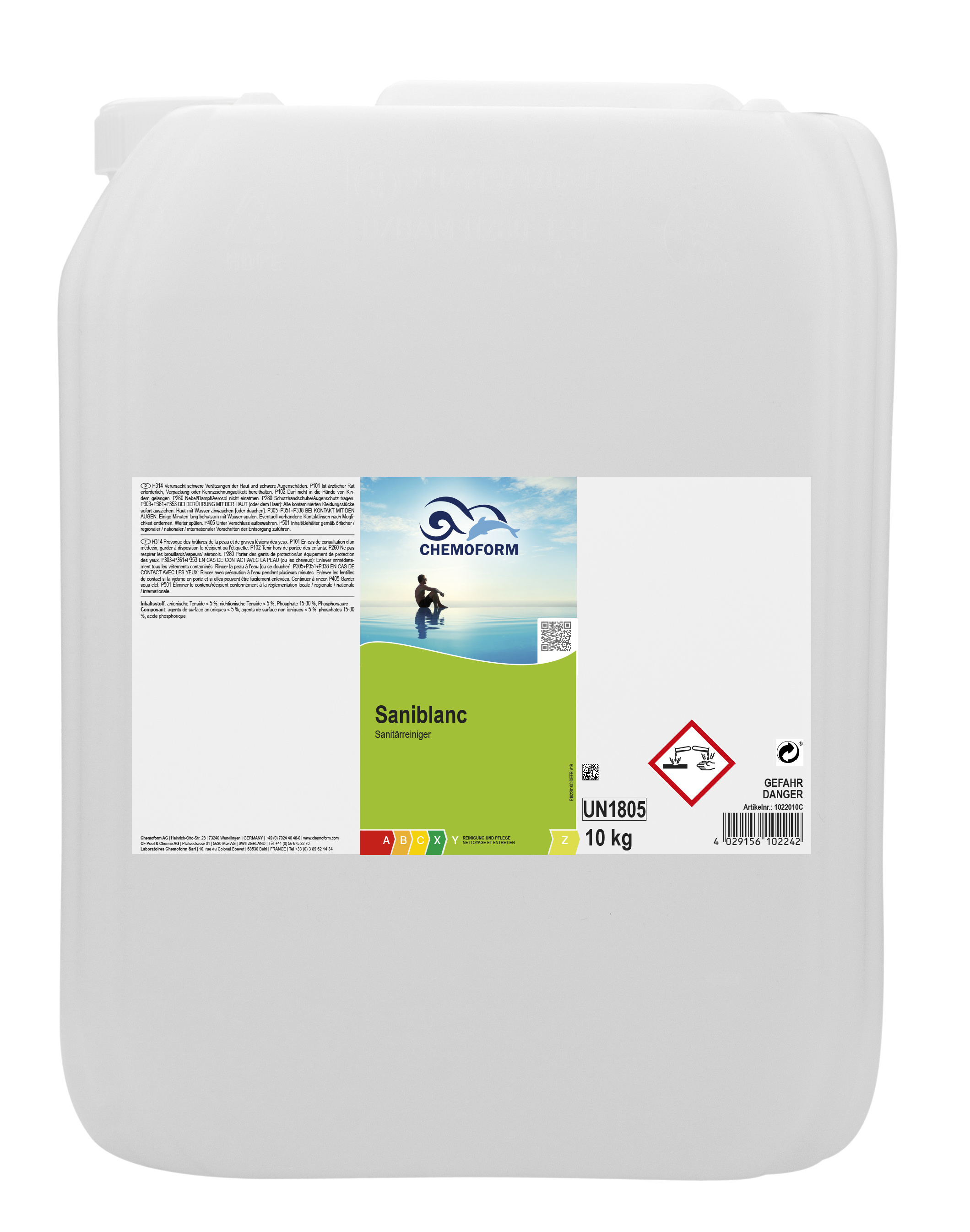 Saniblanc Sanitärreinigungs- und Pflege-,mittel, 10l,, (incl. GGVS 0,13€ pro Kg)